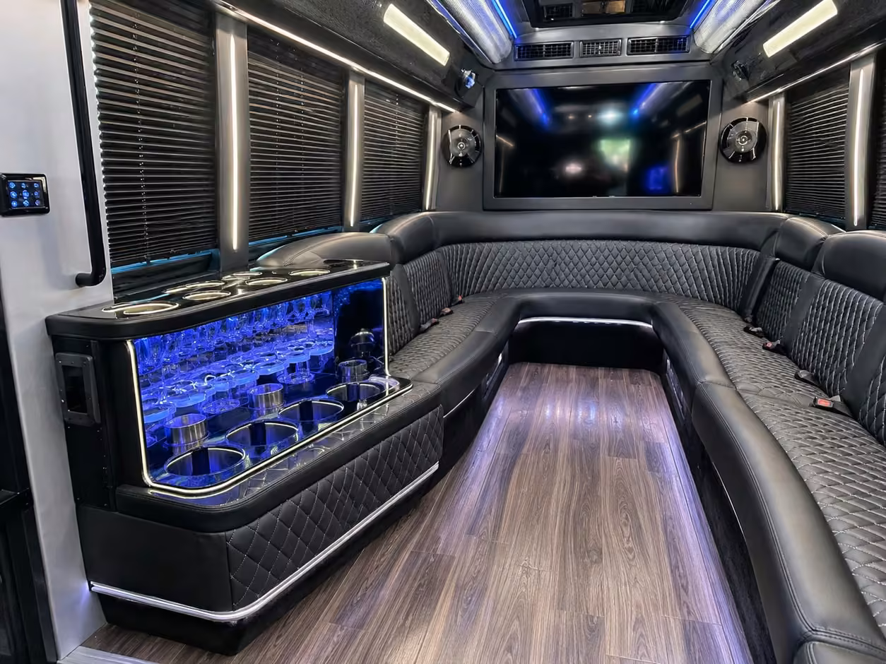 15 passenger party bus inside