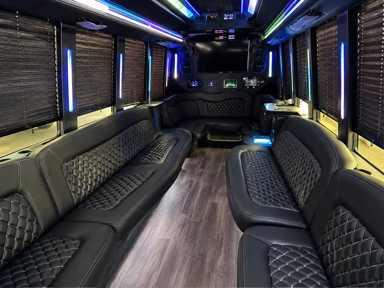 18 passenger party bus inside