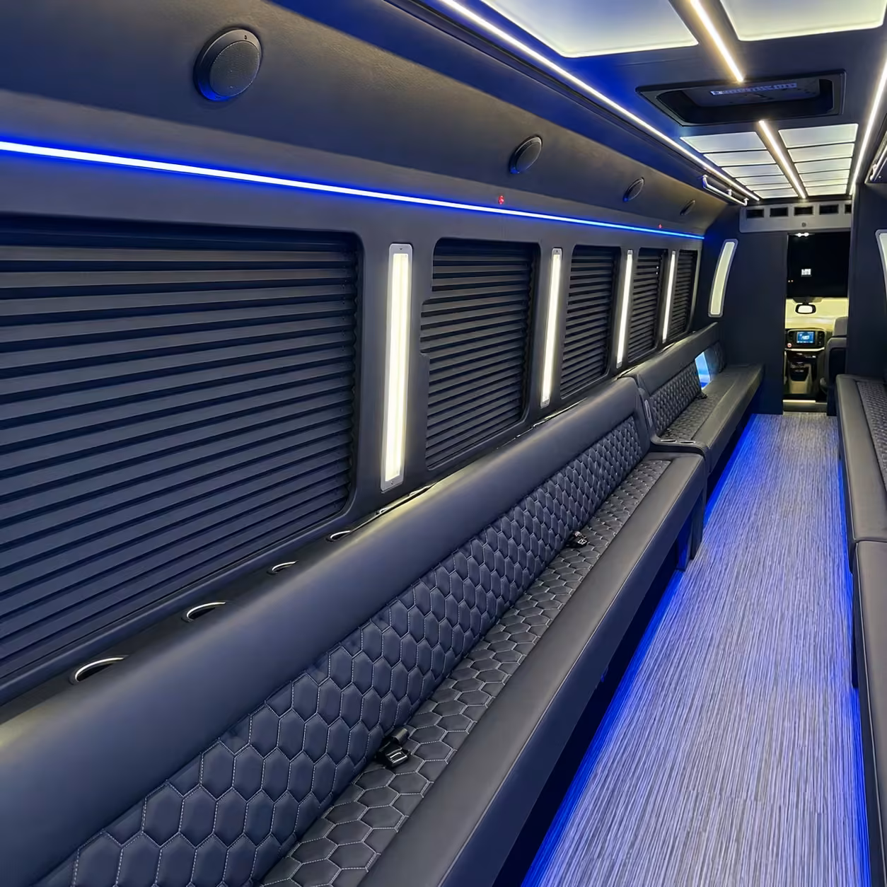 28 passenger party bus inside