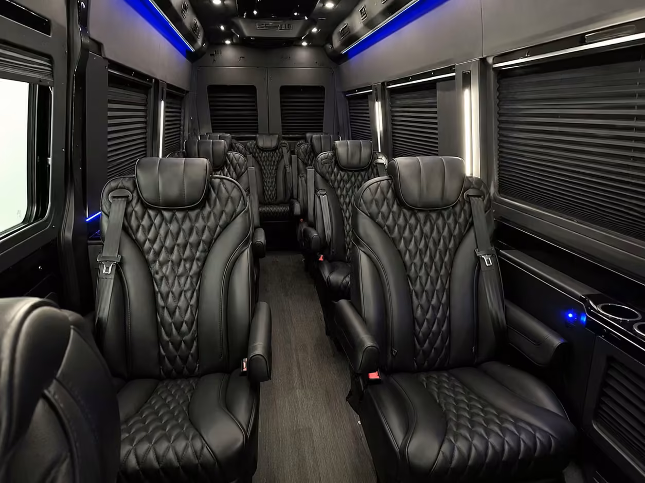 sprinter van rental with driver inside